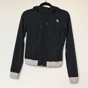 Abercrombie & Fitch Women's Navy Blue Hooded Bomber Jacket Size Small